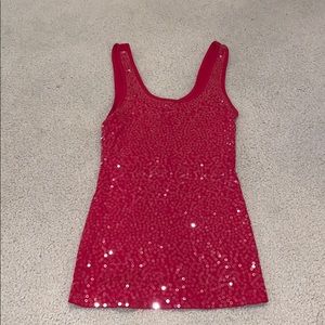 Red sequence tank top from express
